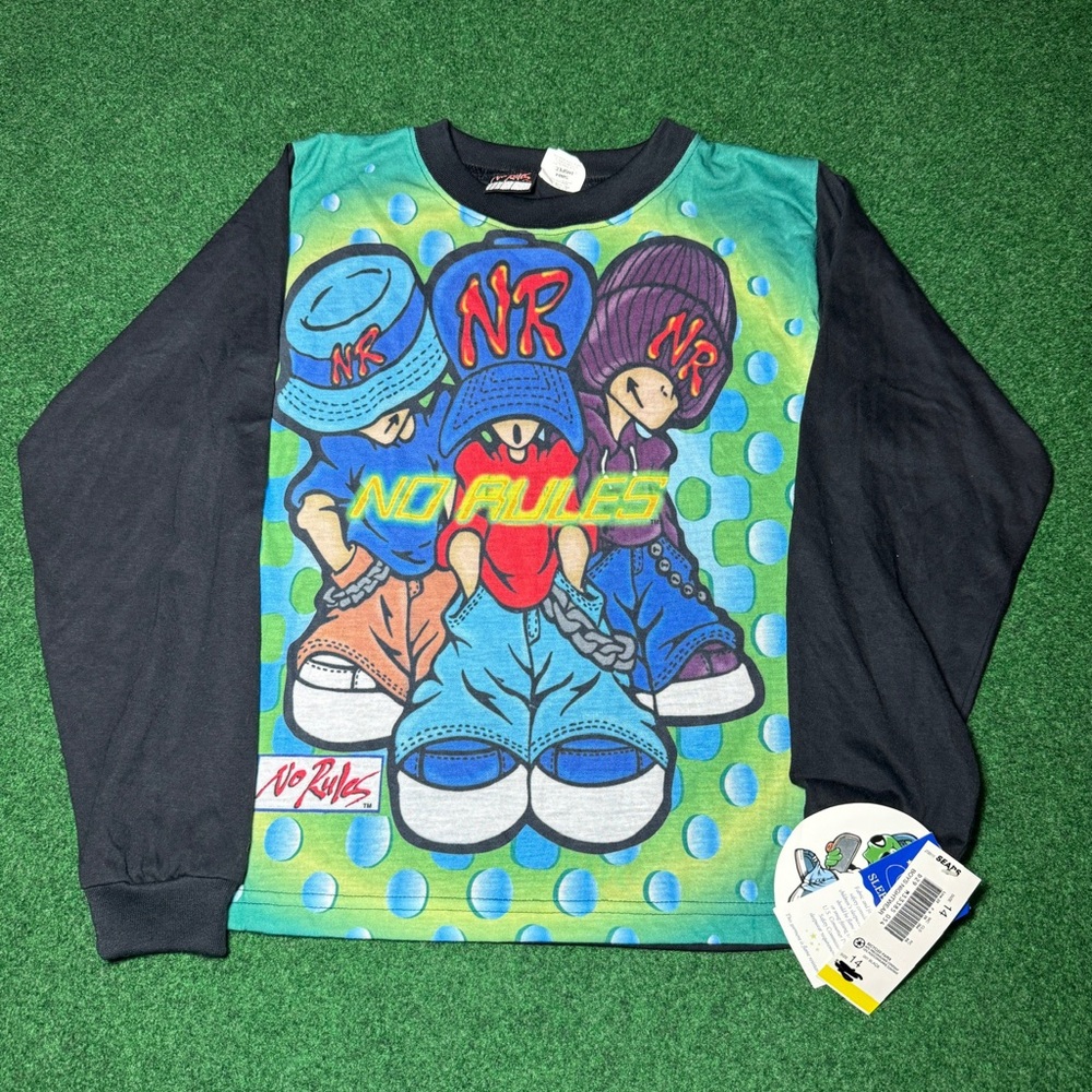 Vintage Y2K No Rules Hip Hop Grunge Boys 14 Sleep Pajama Long Sleeve T Shirt